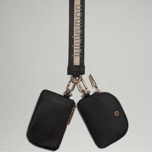 Lululemon Dual Pouch black and gold Wristlet
